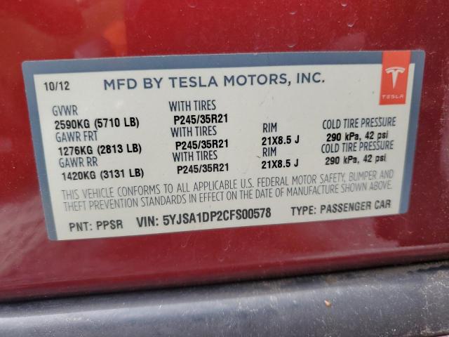 Photo 11 VIN: 5YJSA1DP2CFS00578 - TESLA MODEL S 