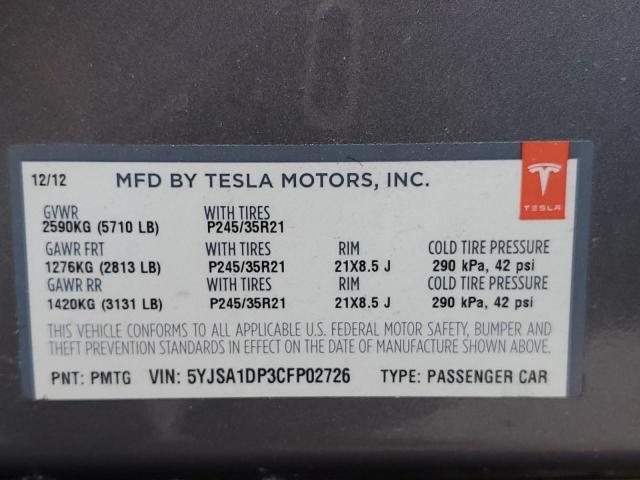 Photo 12 VIN: 5YJSA1DP3CFP02726 - TESLA MODEL S 