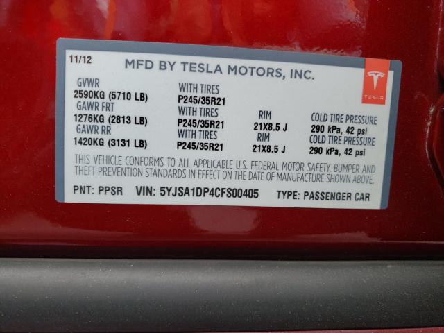 Photo 9 VIN: 5YJSA1DP4CFS00405 - TESLA MODEL S 