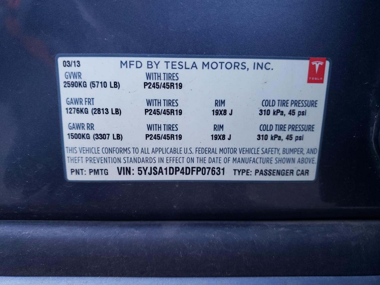 Photo 11 VIN: 5YJSA1DP4DFP07631 - TESLA MODEL S 