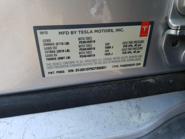 Photo 9 VIN: 5YJSA1DP5CFS00851 - TESLA MODEL S 