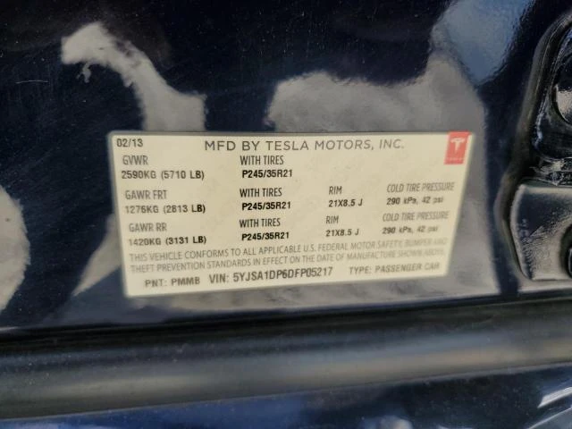 Photo 11 VIN: 5YJSA1DP6DFP05217 - TESLA MODEL S 