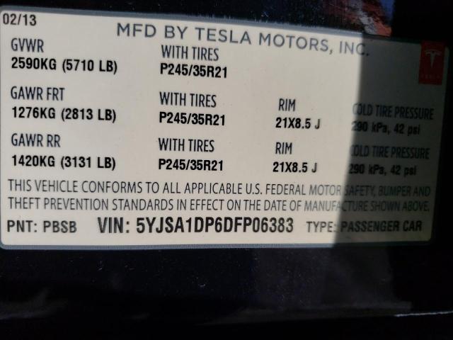 Photo 12 VIN: 5YJSA1DP6DFP06383 - TESLA MODEL S 