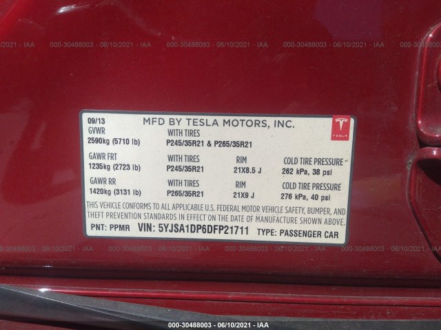 Photo 8 VIN: 5YJSA1DP6DFP21711 - TESLA MODEL S 