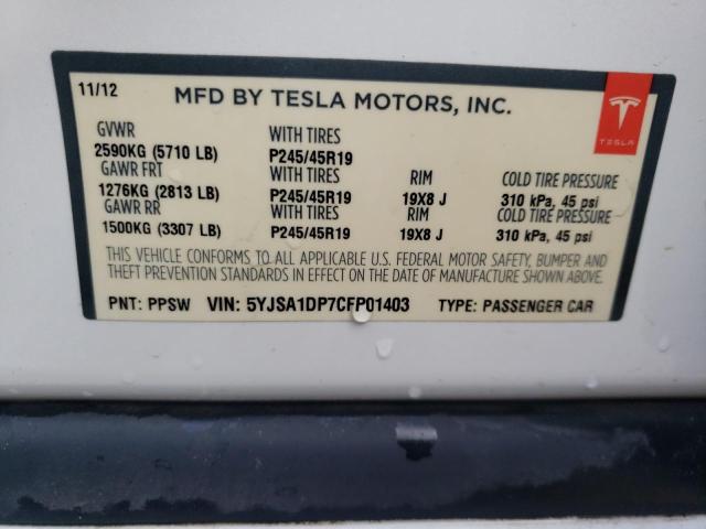 Photo 12 VIN: 5YJSA1DP7CFP01403 - TESLA MODEL S 