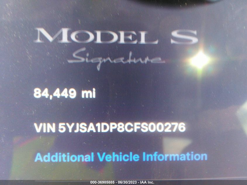 Photo 6 VIN: 5YJSA1DP8CFS00276 - TESLA MODEL S 