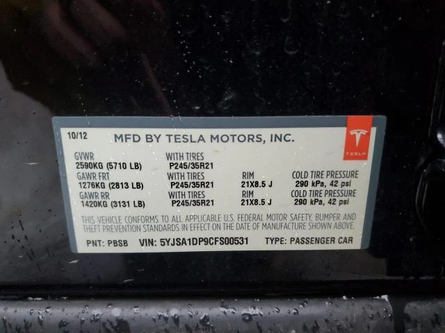 Photo 11 VIN: 5YJSA1DP9CFS00531 - TESLA MODEL S 