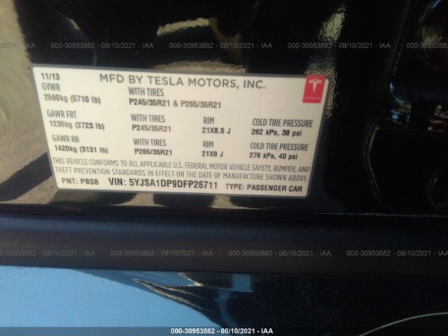 Photo 8 VIN: 5YJSA1DP9DFP26711 - TESLA MODEL S 