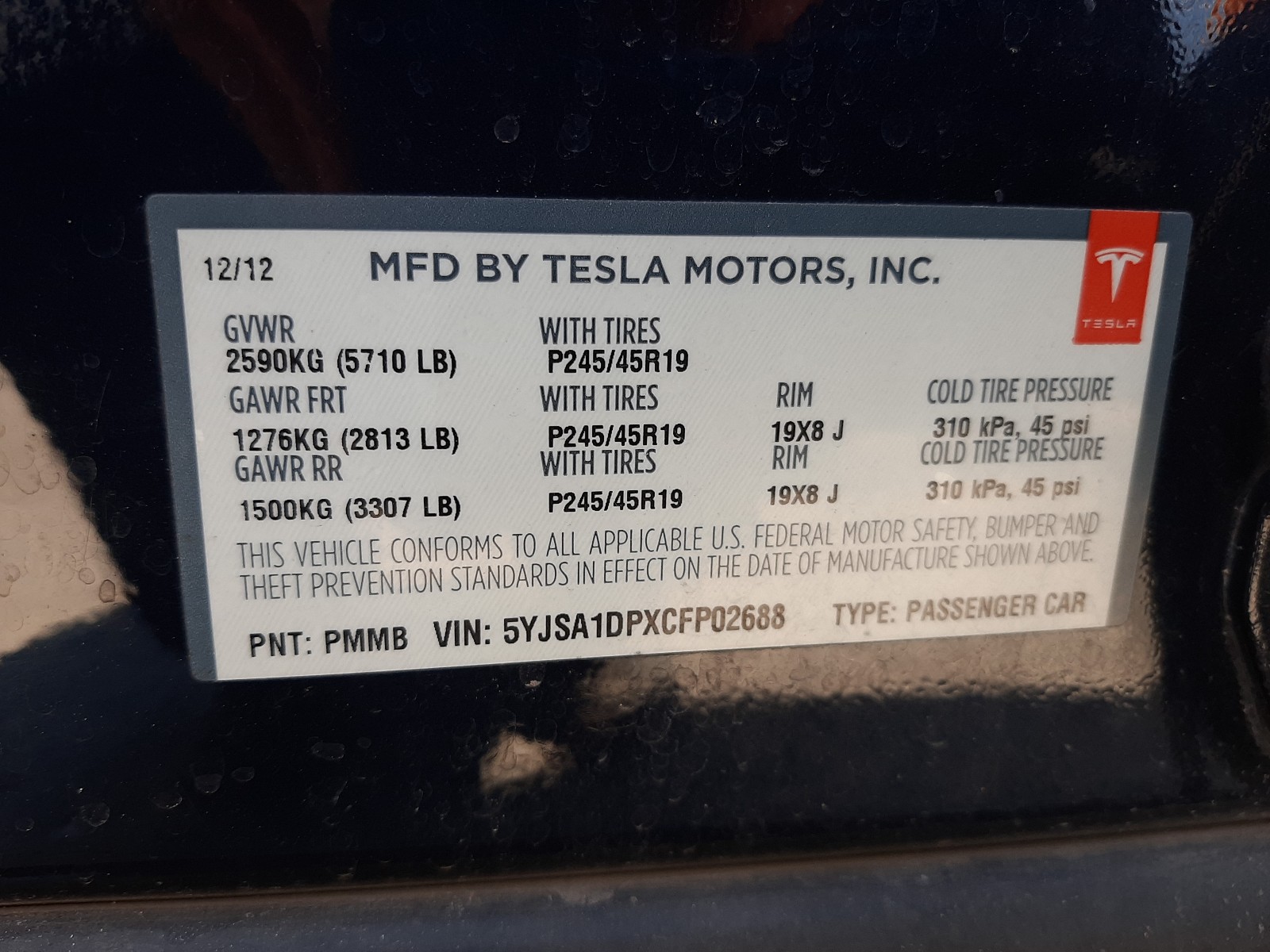 Photo 9 VIN: 5YJSA1DPXCFP02688 - TESLA S P85 