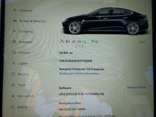 Photo 8 VIN: 5YJSA1E10FF115916 - TESLA MODEL S 