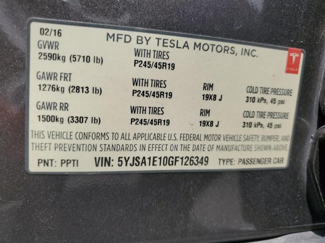 Photo 12 VIN: 5YJSA1E10GF126349 - TESLA MODEL S 