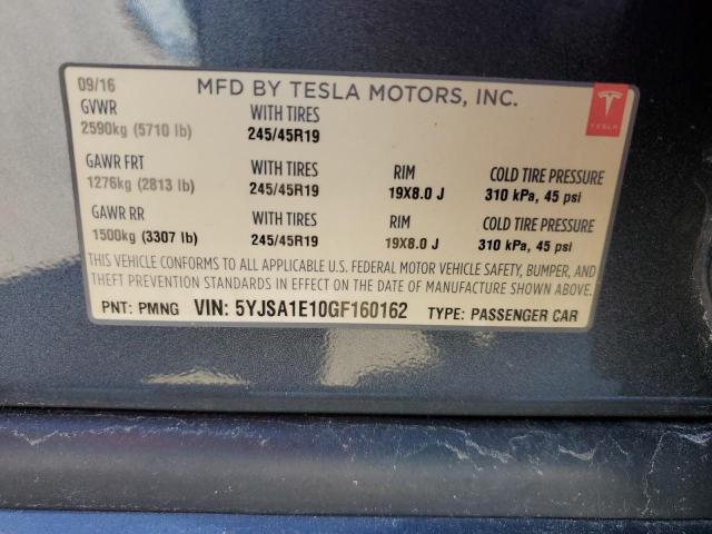 Photo 12 VIN: 5YJSA1E10GF160162 - TESLA MODEL S 