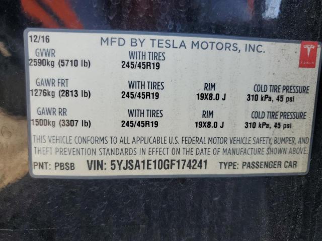 Photo 12 VIN: 5YJSA1E10GF174241 - TESLA MODEL S 