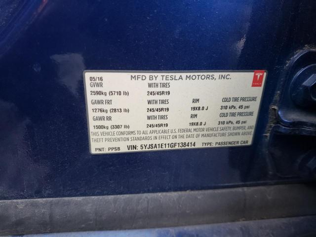 Photo 11 VIN: 5YJSA1E11GF138414 - TESLA MODEL S 