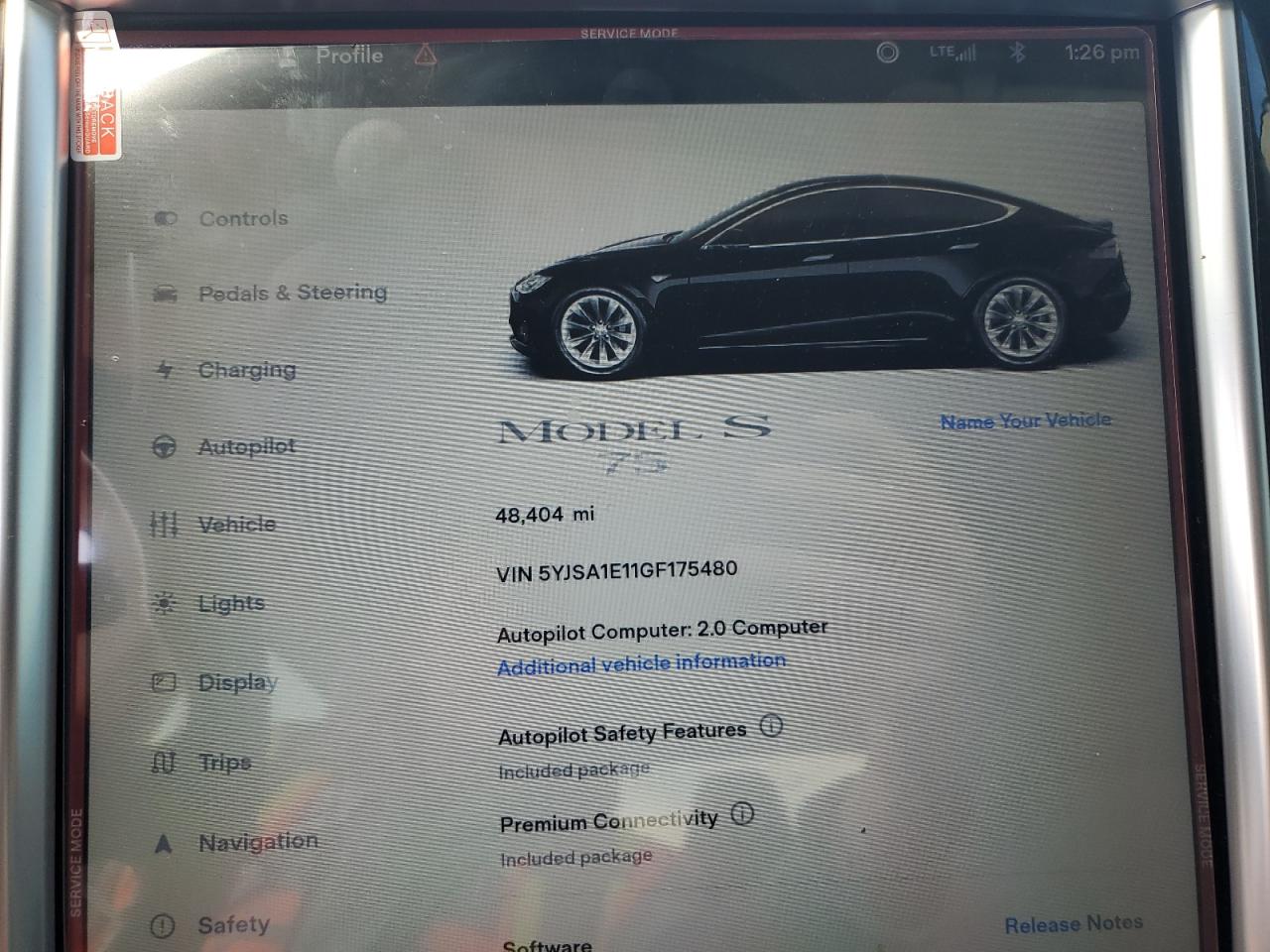 Photo 8 VIN: 5YJSA1E11GF175480 - TESLA MODEL S 