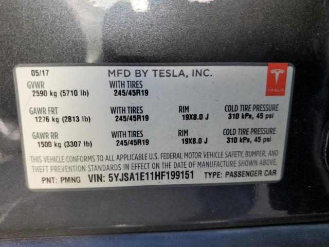 Photo 11 VIN: 5YJSA1E11HF199151 - TESLA MODEL S 