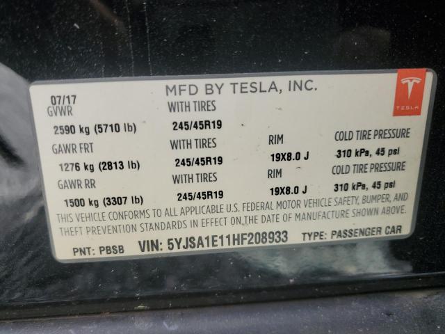 Photo 12 VIN: 5YJSA1E11HF208933 - TESLA MODEL S 