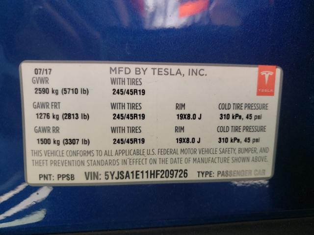 Photo 9 VIN: 5YJSA1E11HF209726 - TESLA MODEL S 