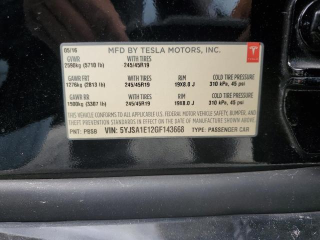 Photo 12 VIN: 5YJSA1E12GF143668 - TESLA MODEL S 