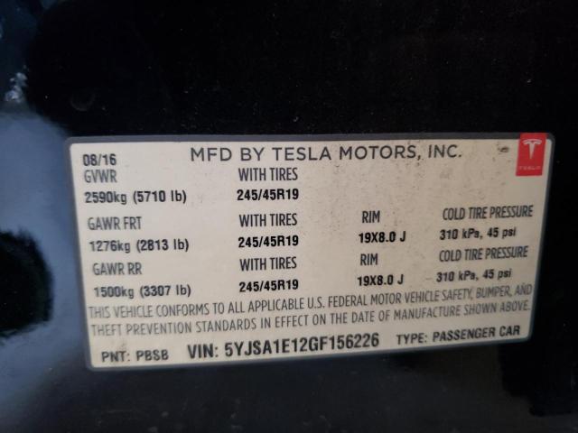 Photo 9 VIN: 5YJSA1E12GF156226 - TESLA MODEL S 