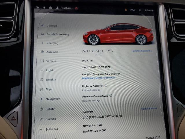 Photo 8 VIN: 5YJSA1E12GF159871 - TESLA MODEL S 