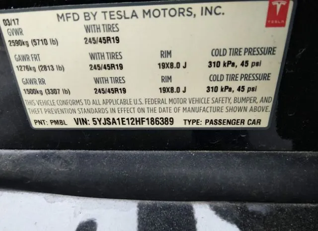 Photo 8 VIN: 5YJSA1E12HF186389 - TESLA MODEL S 