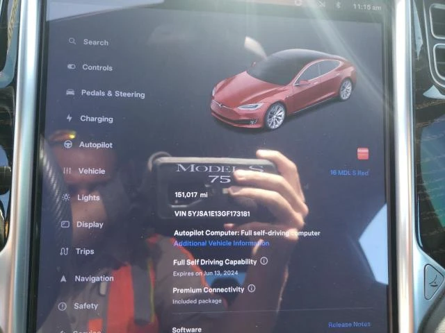 Photo 8 VIN: 5YJSA1E13GF173181 - TESLA MODEL S 