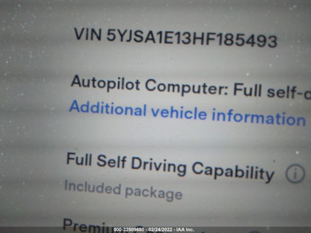 Photo 8 VIN: 5YJSA1E13HF185493 - TESLA MODEL S 