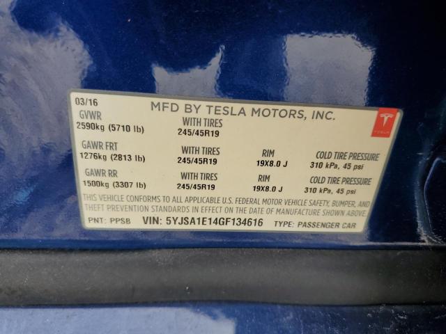Photo 11 VIN: 5YJSA1E14GF134616 - TESLA MODEL S 
