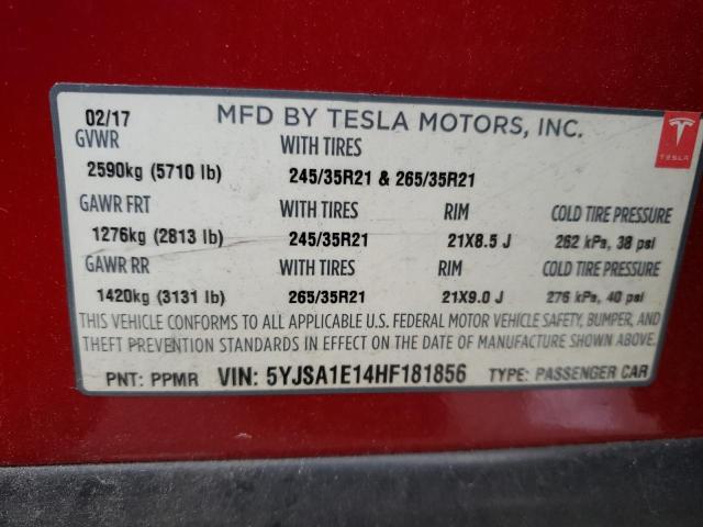 Photo 11 VIN: 5YJSA1E14HF181856 - TESLA MODEL S 