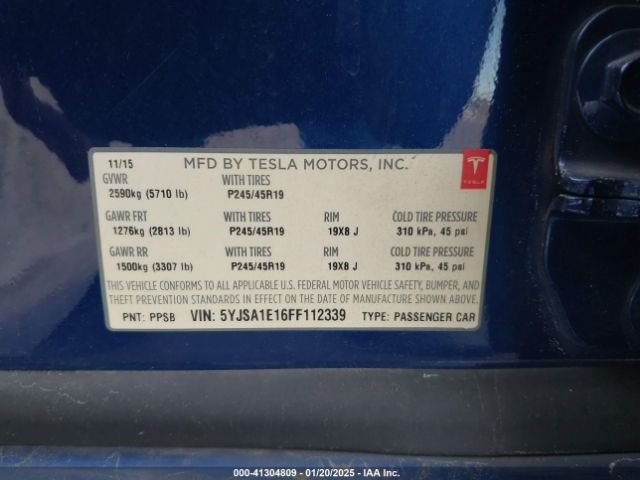 Photo 8 VIN: 5YJSA1E16FF112339 - TESLA MODEL S 