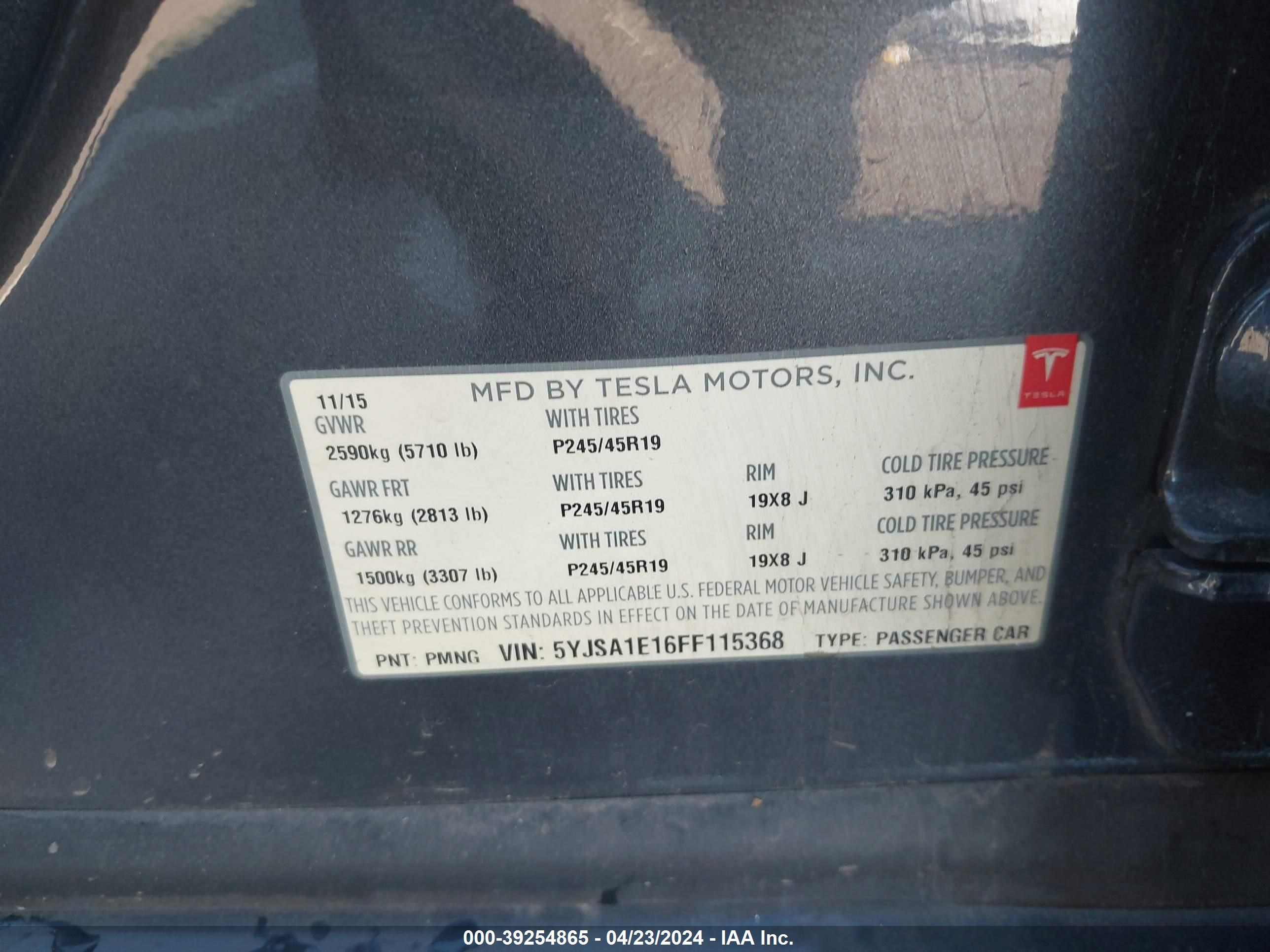 Photo 7 VIN: 5YJSA1E16FF115368 - TESLA MODEL S 