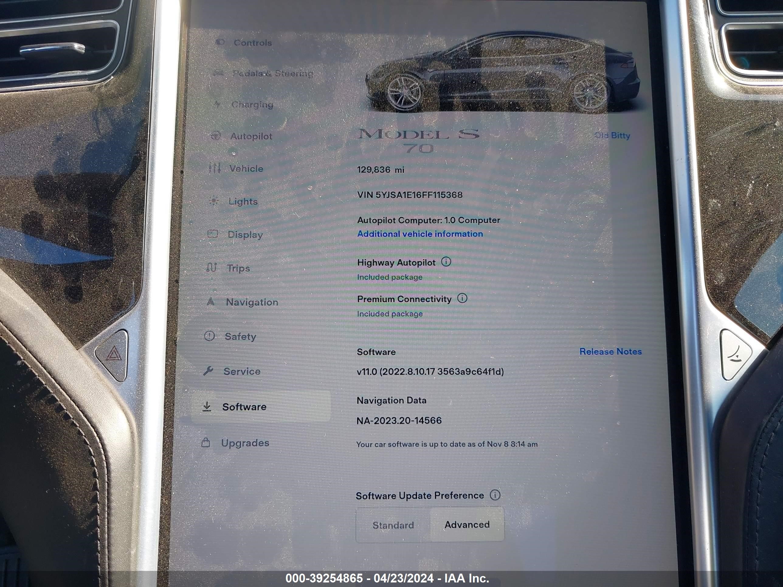 Photo 8 VIN: 5YJSA1E16FF115368 - TESLA MODEL S 