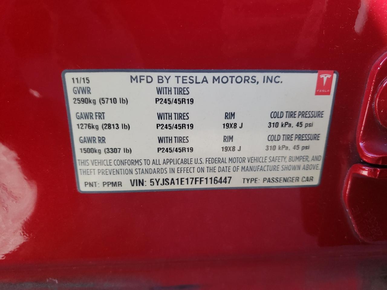 Photo 12 VIN: 5YJSA1E17FF116447 - TESLA MODEL S 