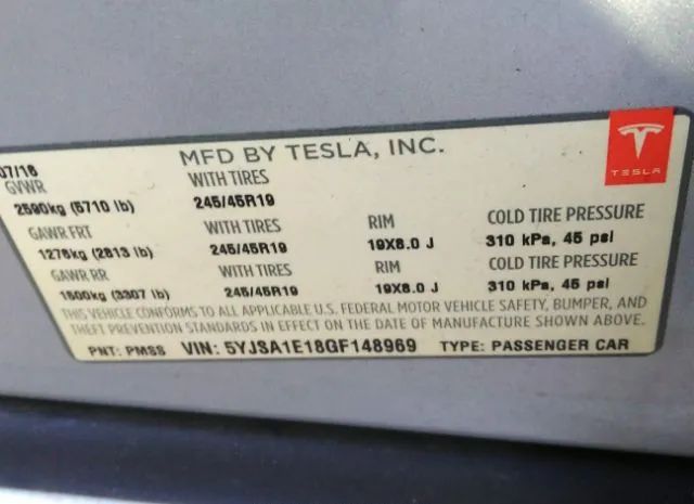 Photo 8 VIN: 5YJSA1E18GF148969 - TESLA MODEL S 