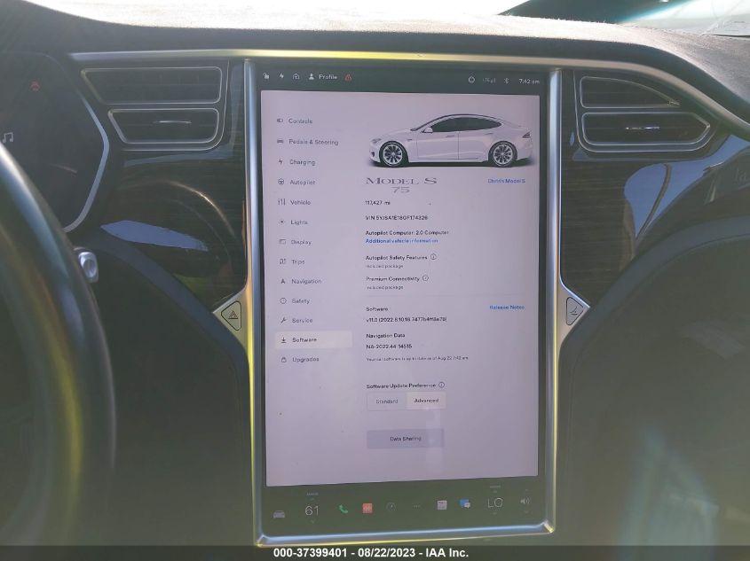 Photo 17 VIN: 5YJSA1E18GF174326 - TESLA MODEL S 