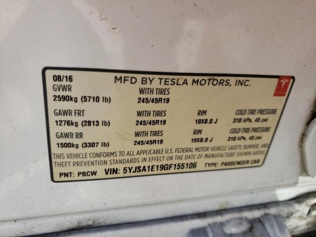 Photo 9 VIN: 5YJSA1E19GF155106 - TESLA MODEL S 