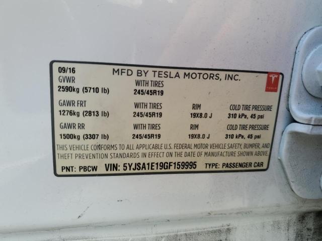 Photo 12 VIN: 5YJSA1E19GF159995 - TESLA MODEL S 