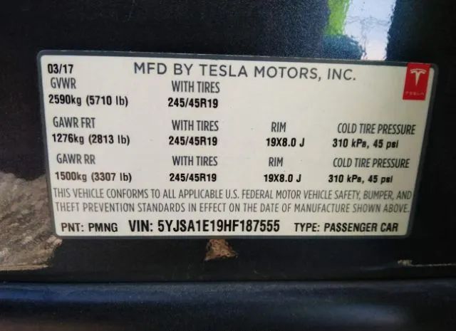 Photo 8 VIN: 5YJSA1E19HF187555 - TESLA MODEL S 