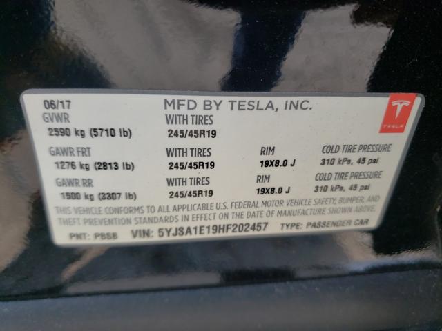 Photo 9 VIN: 5YJSA1E19HF202457 - TESLA MODEL S 