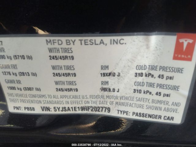 Photo 8 VIN: 5YJSA1E19HF202779 - TESLA MODEL S 