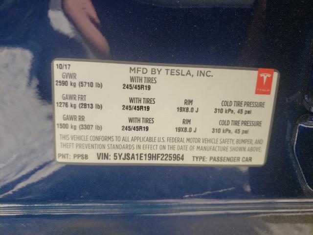 Photo 9 VIN: 5YJSA1E19HF225964 - TESLA MODEL S 