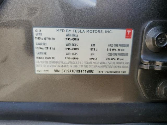 Photo 11 VIN: 5YJSA1E1XFF119892 - TESLA MODEL S 