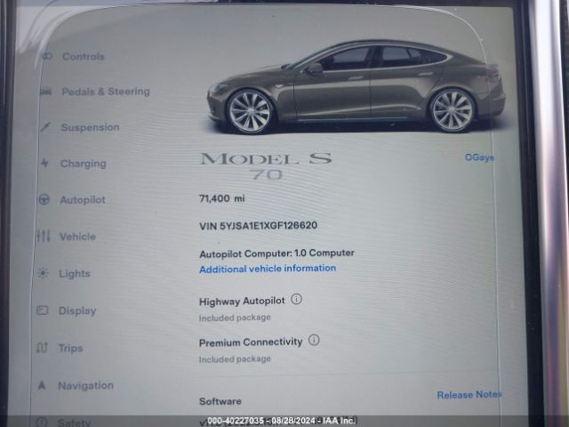 Photo 6 VIN: 5YJSA1E1XGF126620 - TESLA MODEL S 