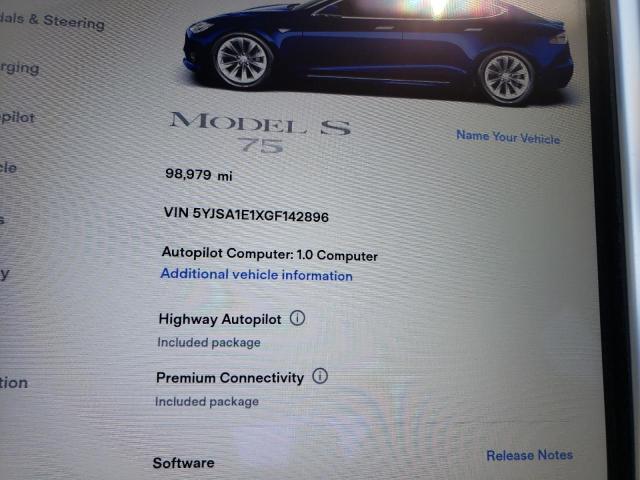 Photo 7 VIN: 5YJSA1E1XGF142896 - TESLA MODEL S 