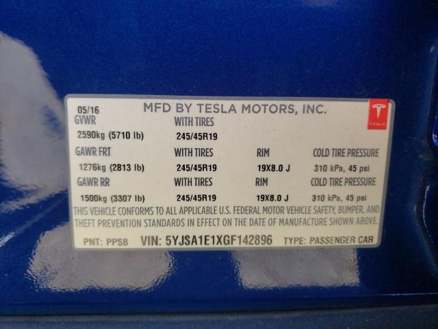 Photo 9 VIN: 5YJSA1E1XGF142896 - TESLA MODEL S 