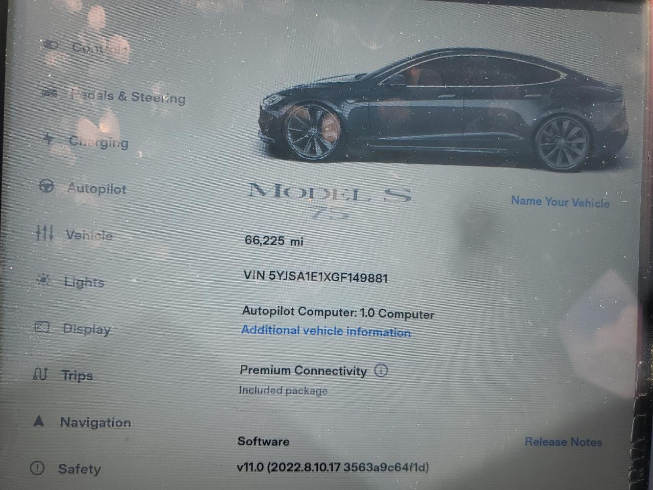 Photo 8 VIN: 5YJSA1E1XGF149881 - TESLA MODEL S 