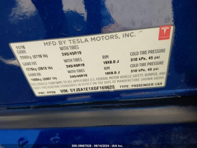 Photo 8 VIN: 5YJSA1E1XGF169628 - TESLA MODEL S 