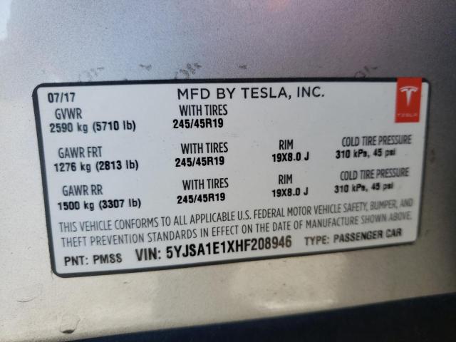 Photo 9 VIN: 5YJSA1E1XHF208946 - TESLA MODEL S 