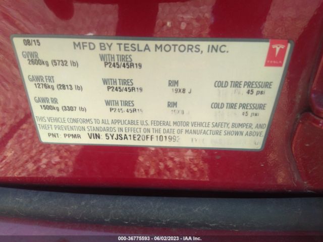 Photo 8 VIN: 5YJSA1E20FF101992 - TESLA MODEL S 